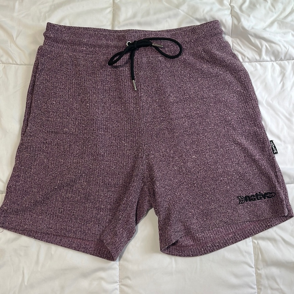 Men’s Native Language Grape Purple Corduroy Knit Stretchy Shorts Large